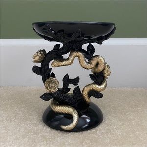 Bath and body works Rare gold snake and gold flower candle holder